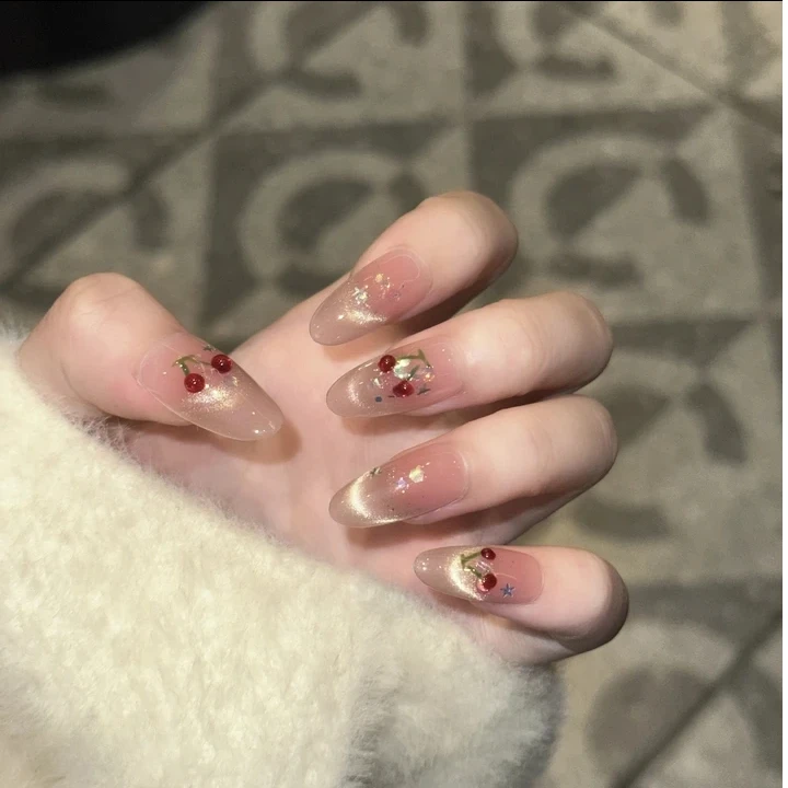 高货体验【甜心樱桃】JD1926纯手工轻奢美甲穿戴甲（送工具包）