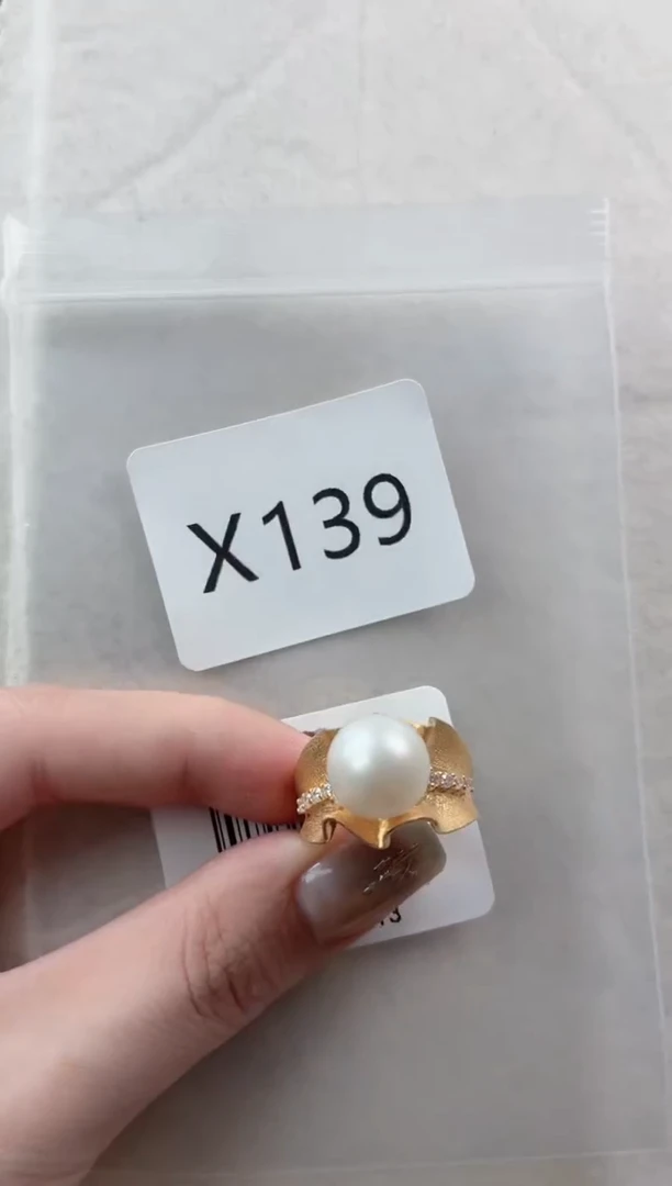 银S925镶嵌戒指海水珍珠X139