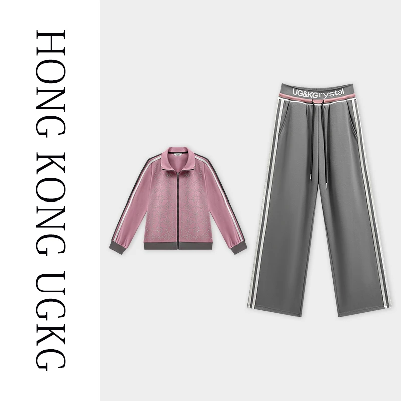 香港UGKG运动休闲套装女春秋季立领外套上衣裤子两件套73233ZH044
