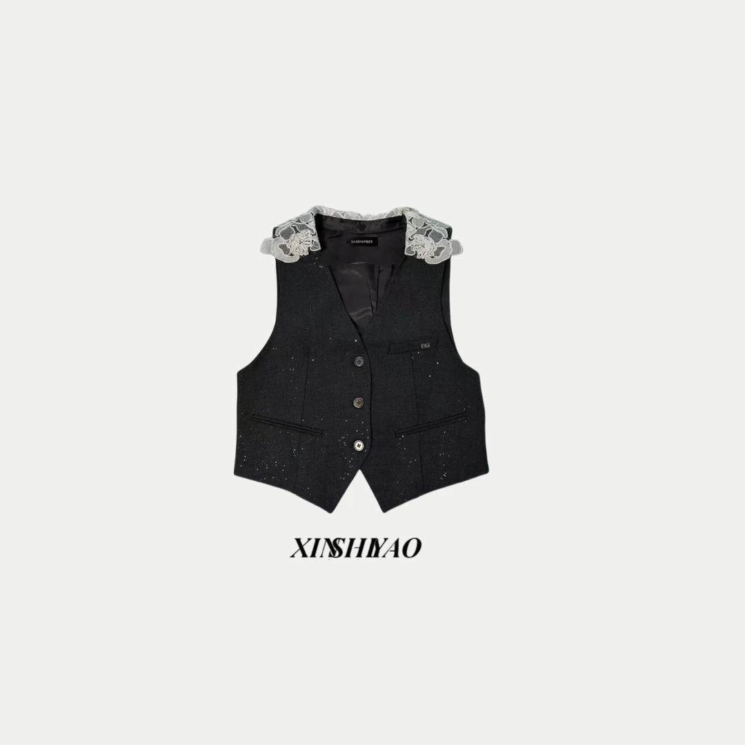 【XSY】绣花领点缀马甲