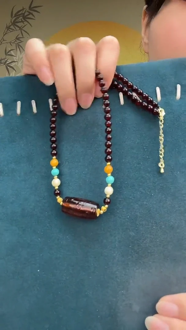 裸石琥珀未镶嵌A2454红蓝珀项链