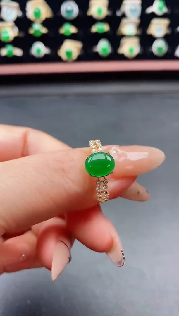 银S925镶嵌戒指翡翠1