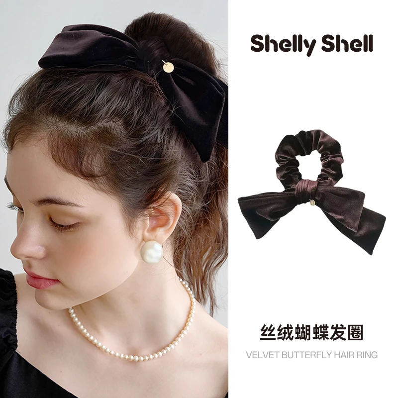 Shelly Shell 丝绒蝴蝶发圈 小众气质时尚简约2