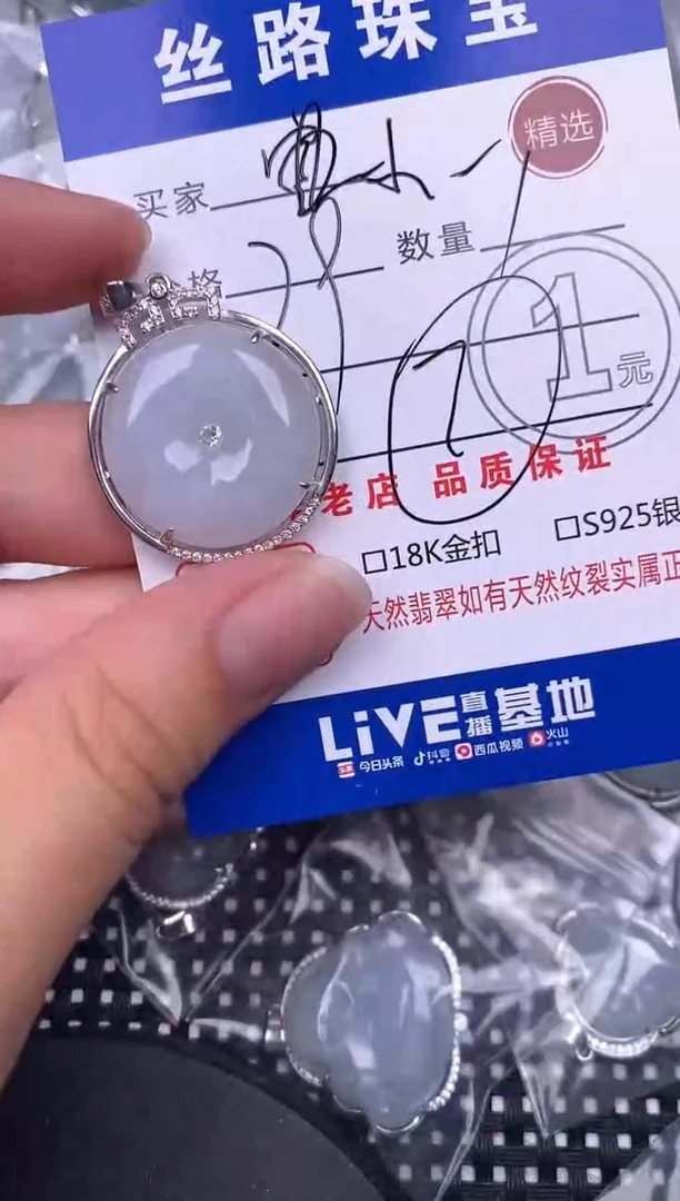 翡翠银S925镶嵌颈饰挂件