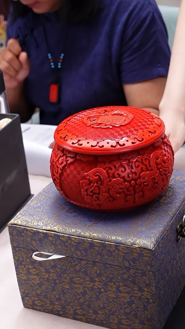 B0625GMD535（多样性发货）剔红奎龙围棋罐