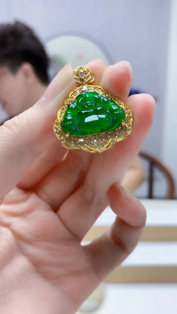 未镶嵌定制翡翠4688zm-毛货挂件84佛公