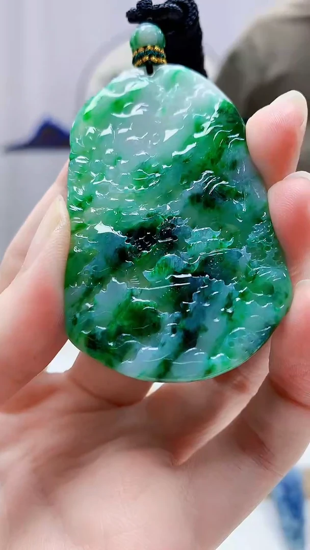 未镶嵌定制翡翠4917zm-毛货挂件山水87