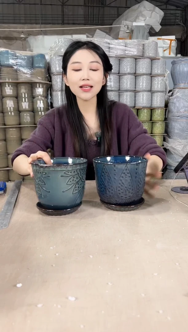 【闪购商品】陶瓷套二紫砂水滴蓝+太阳花15x13