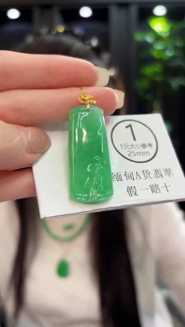 颈饰18K金镶嵌翡翠 缅料A货/支持复检/一件