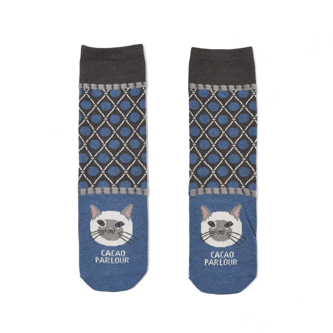 B8218猫咪提花中筒袜舒蜜豆公主