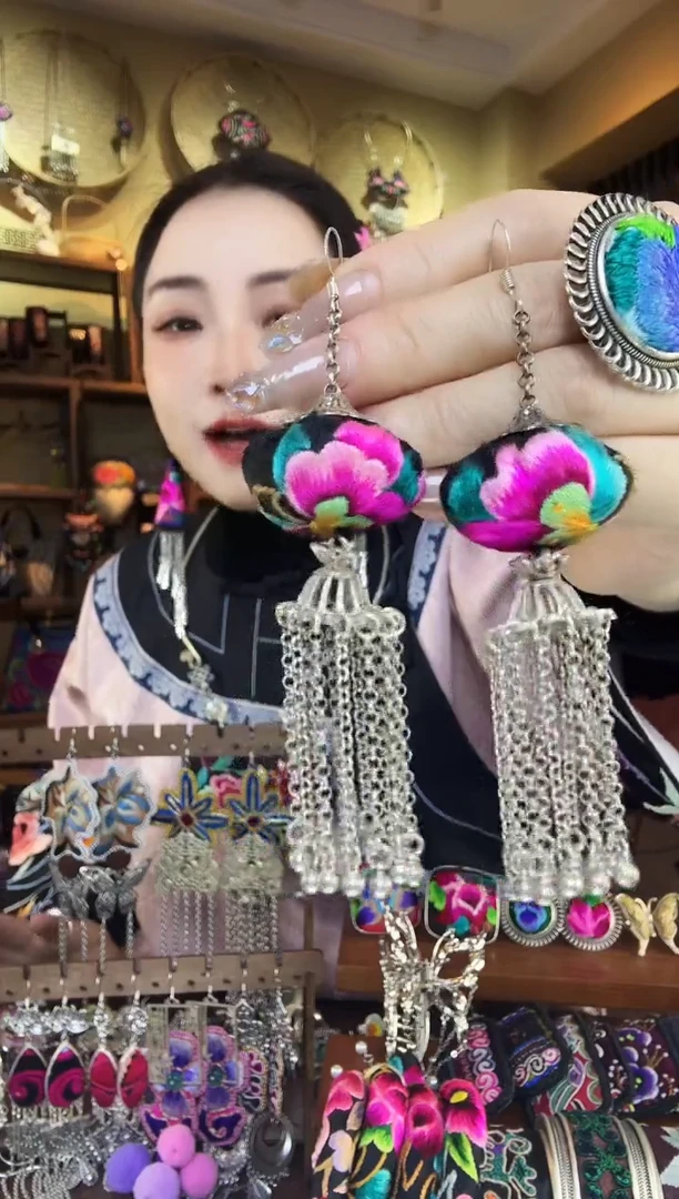 刺绣非遗刺绣民族风耳环