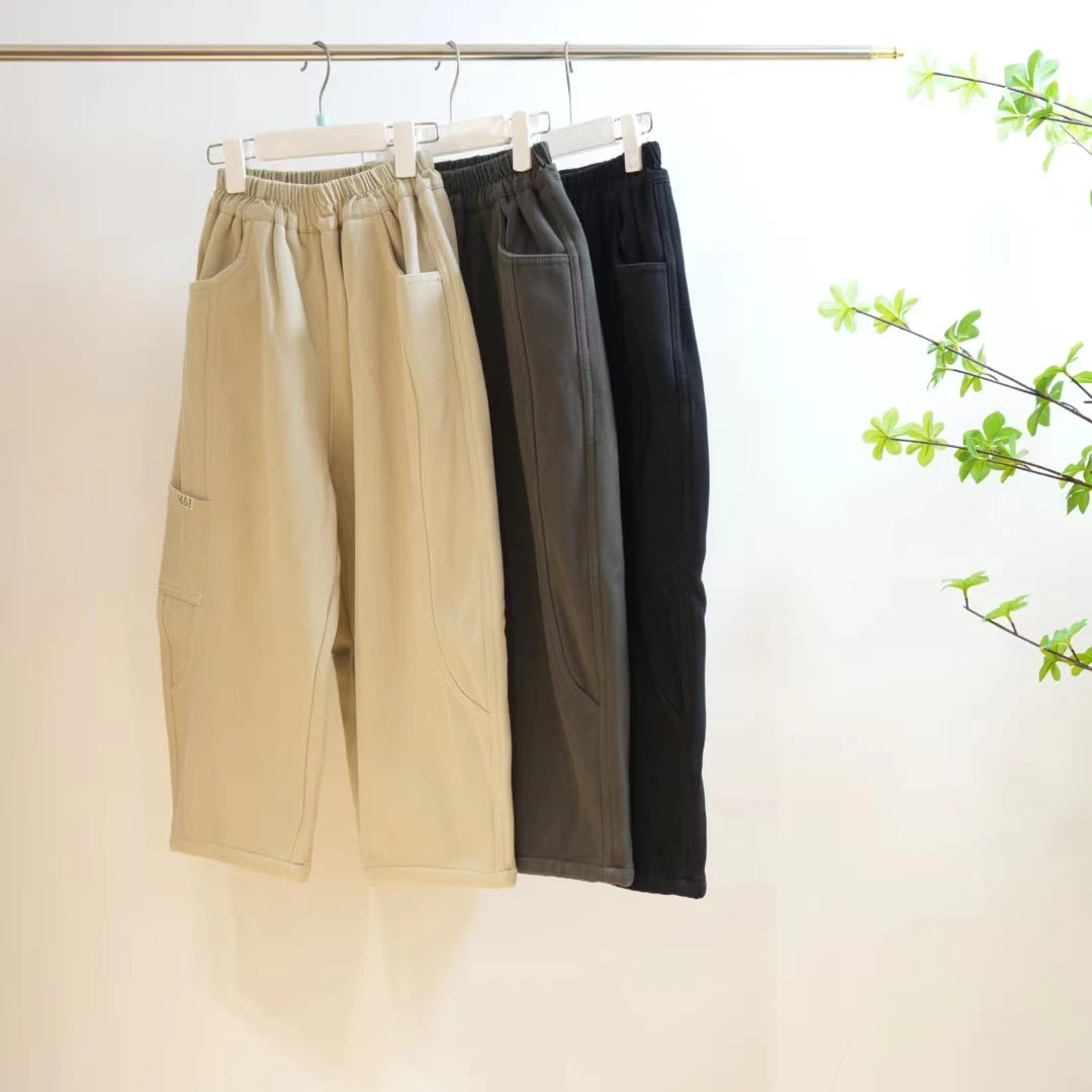 1-734-一款三色秋冬加绒侧袋小标休闲裤