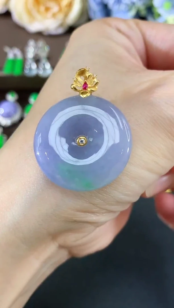 吊坠(不含链)18K金镶嵌翡翠51|