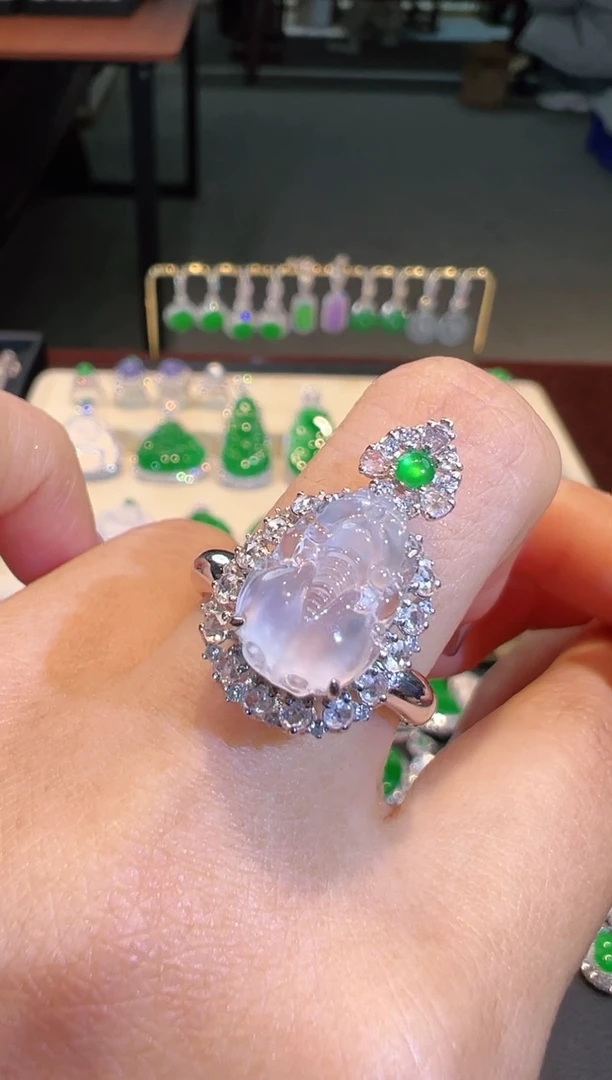 【闪购商品】翡翠戒指18K金镶嵌两用款