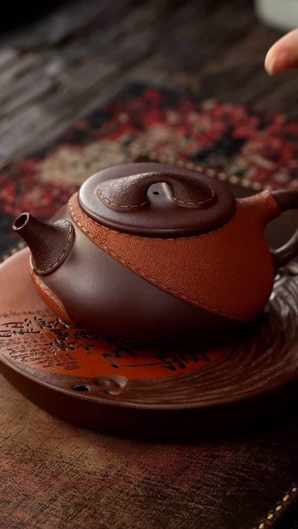 茶杯紫砂非遗茶器-皮革石瓢壶