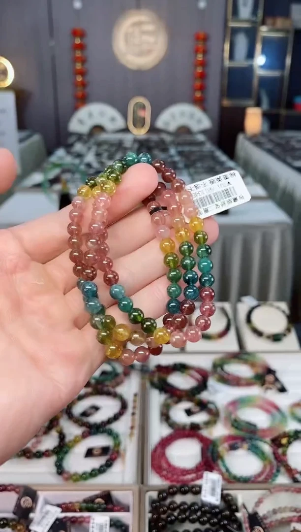 未镶嵌收藏级老矿碧玺三圈手串5mm+碧玺xion多样性发一条