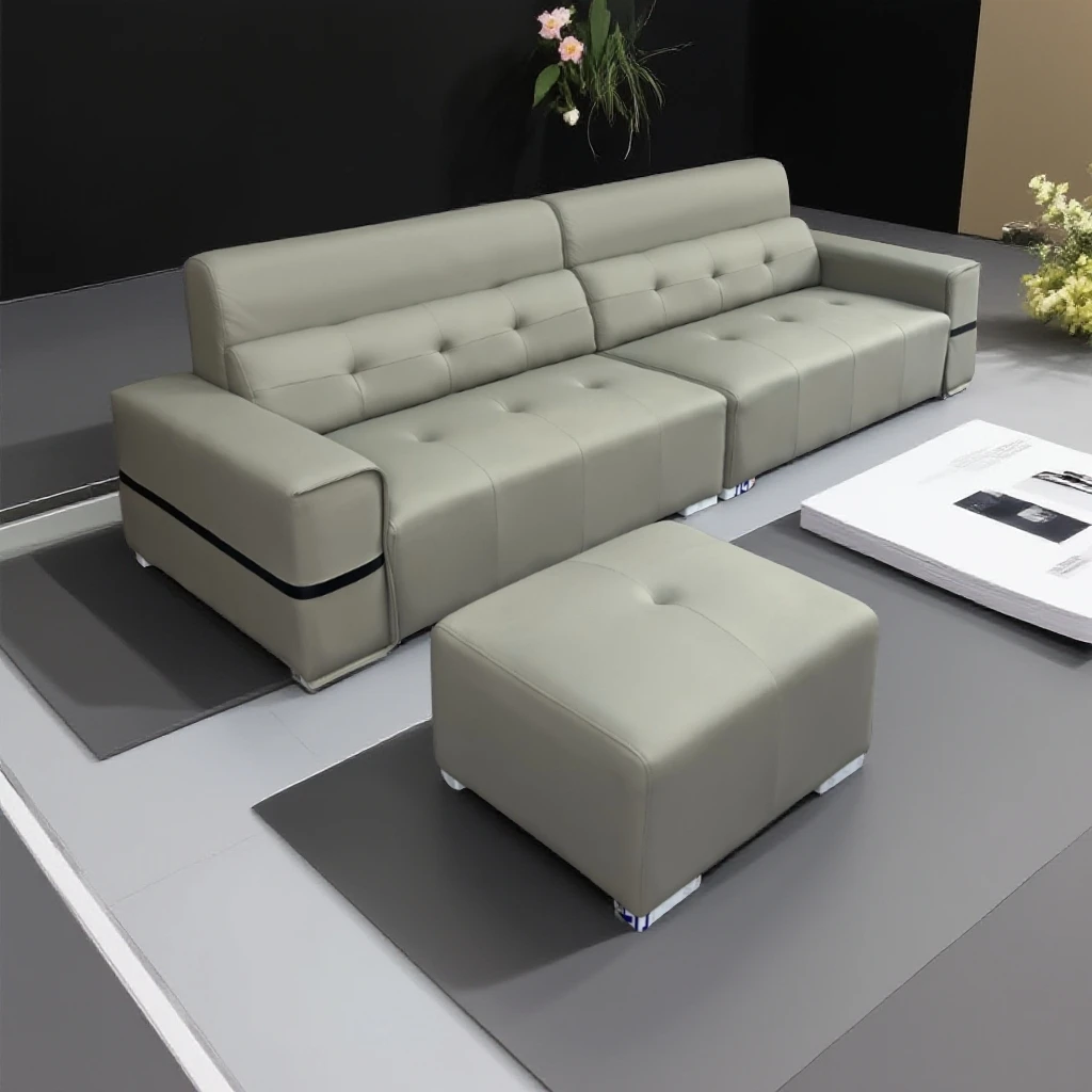 奢梦达工厂直销意式欧式高靠背劳伦斯沙发四人位简约皮艺沙发