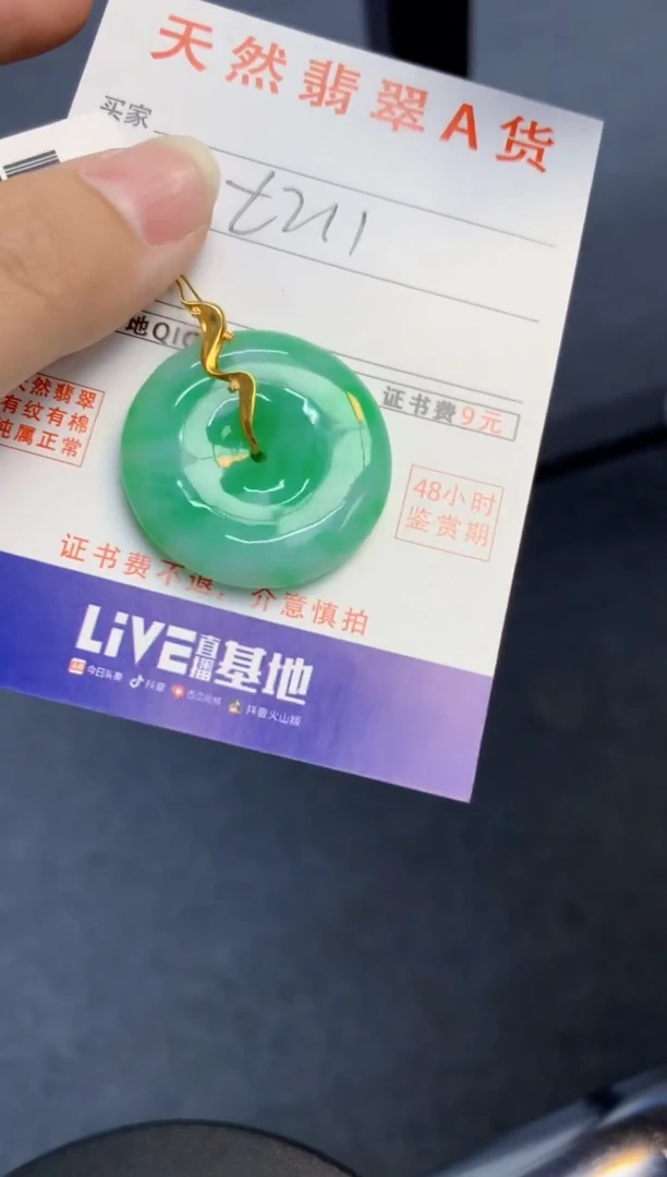 颈饰18K金镶嵌翡翠天然缅甸A货翡翠