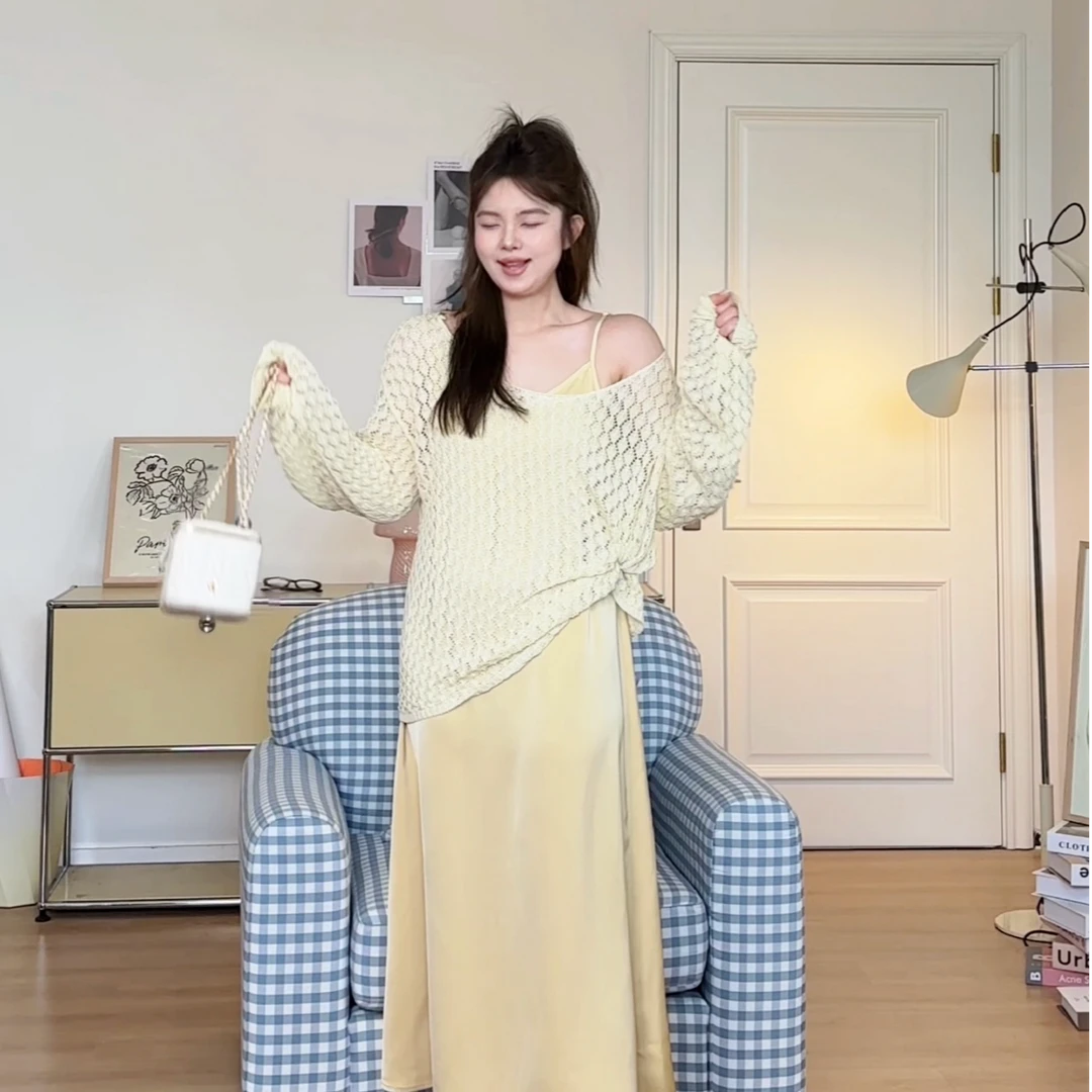 晶咕【精致女友-吊带裙】法式温柔长款过膝气质打底内搭连衣