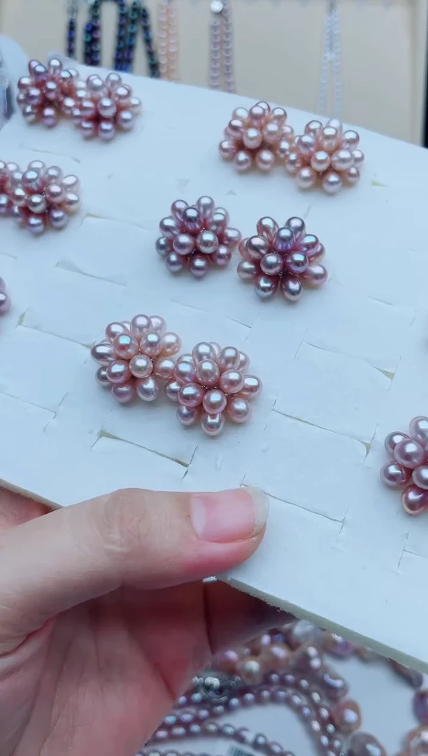 银S925镶嵌淡水珍珠耳饰耳钉多样性发其一