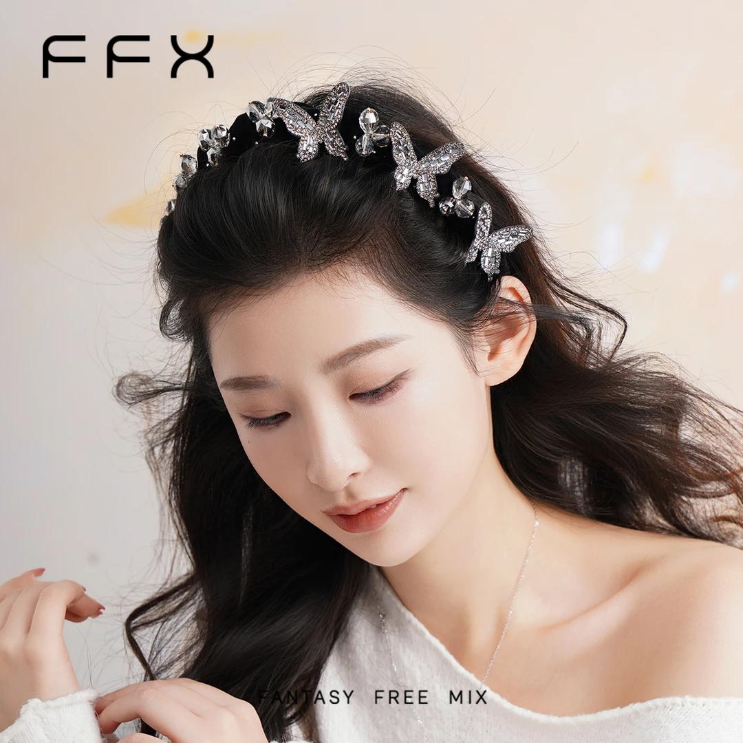 弗弗西FFX【蝶与星辰】轻奢爆闪高颅顶蝴蝶齿梳发箍商品图