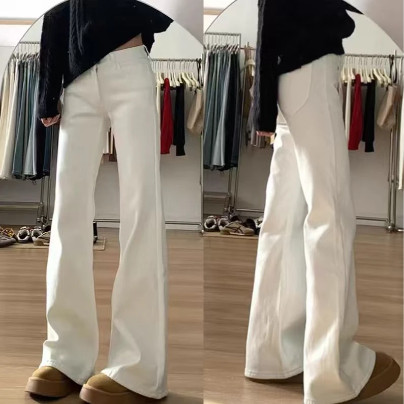 新款百搭时尚休闲不贴腿百搭加绒/单料色牛仔喇叭裤b1020/3009