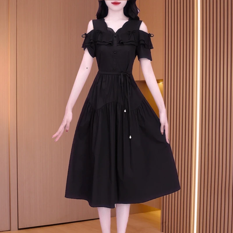 拉夏贝尔轻奢小众高级感女装法式连衣裙子2025夏季十三行爆款洋气