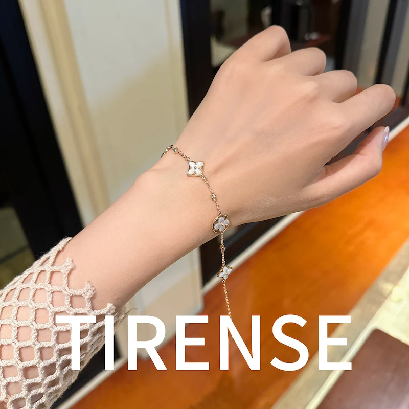 TIRENSE/狄伦斯 铜合金手链  镀18K金 白色老花系列轻奢气质手链