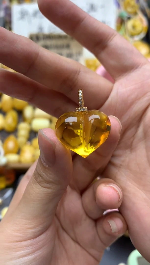 银S925镶嵌琥珀珠宝奇石108琥珀蜜蜡微瑕