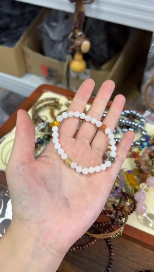 手链未镶嵌和田玉和田白玉多宝小米珠手链[0907]