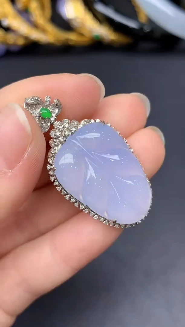 颈饰18K金镶嵌翡翠461-雪姐翡翠天天见