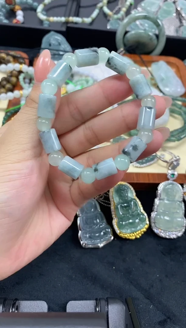 未镶嵌手链翡翠桶珠手串