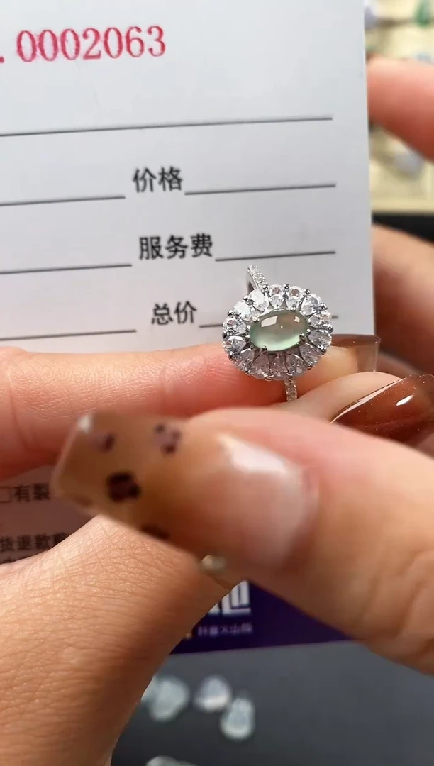 银S925镶嵌戒指翡翠6666666+4