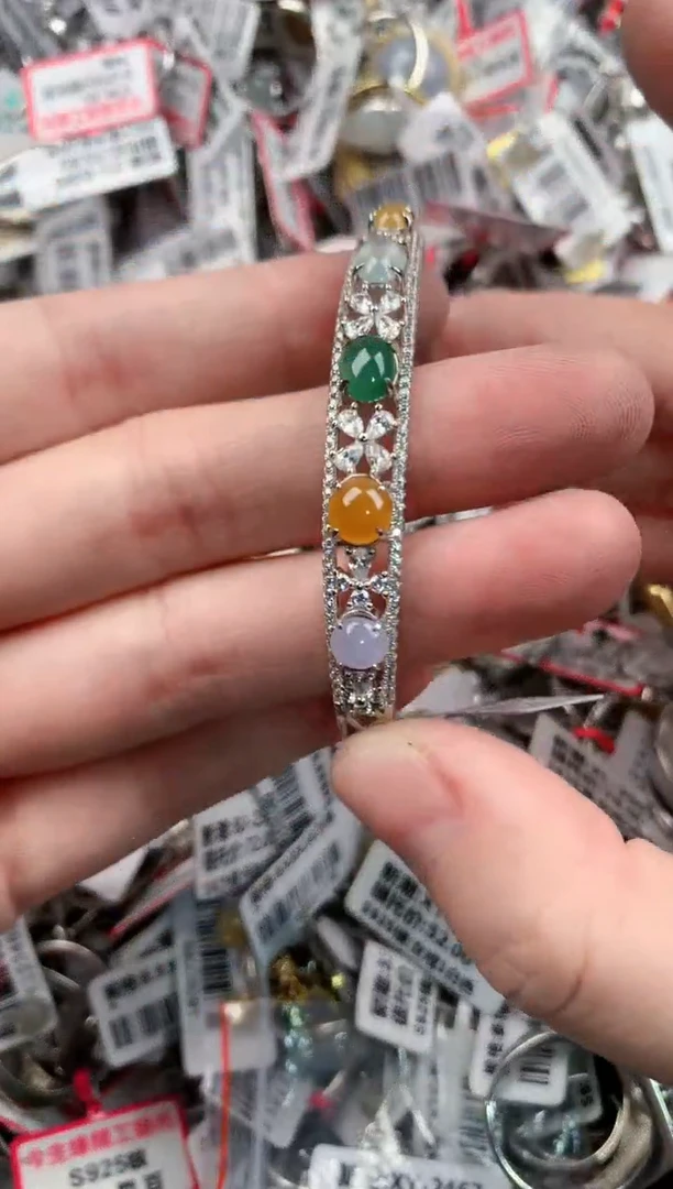 银S925镶嵌戒指翡翠999    8