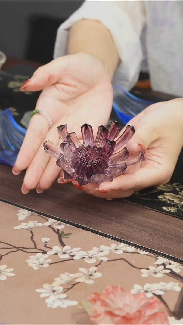 手工艺品琉璃紫色菊花香插