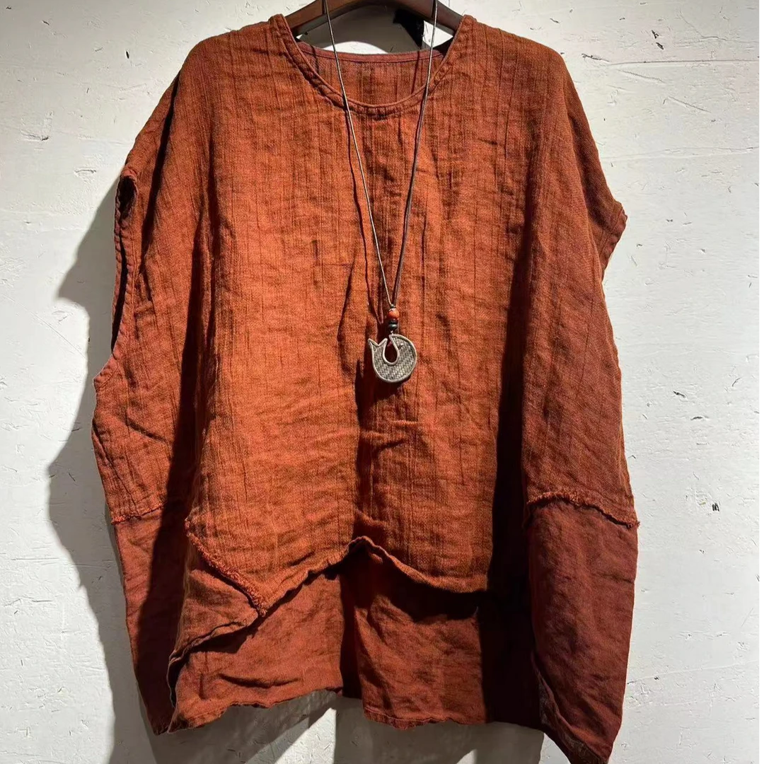 衣路38596无袖宽松大版满分麻原创套头上衣