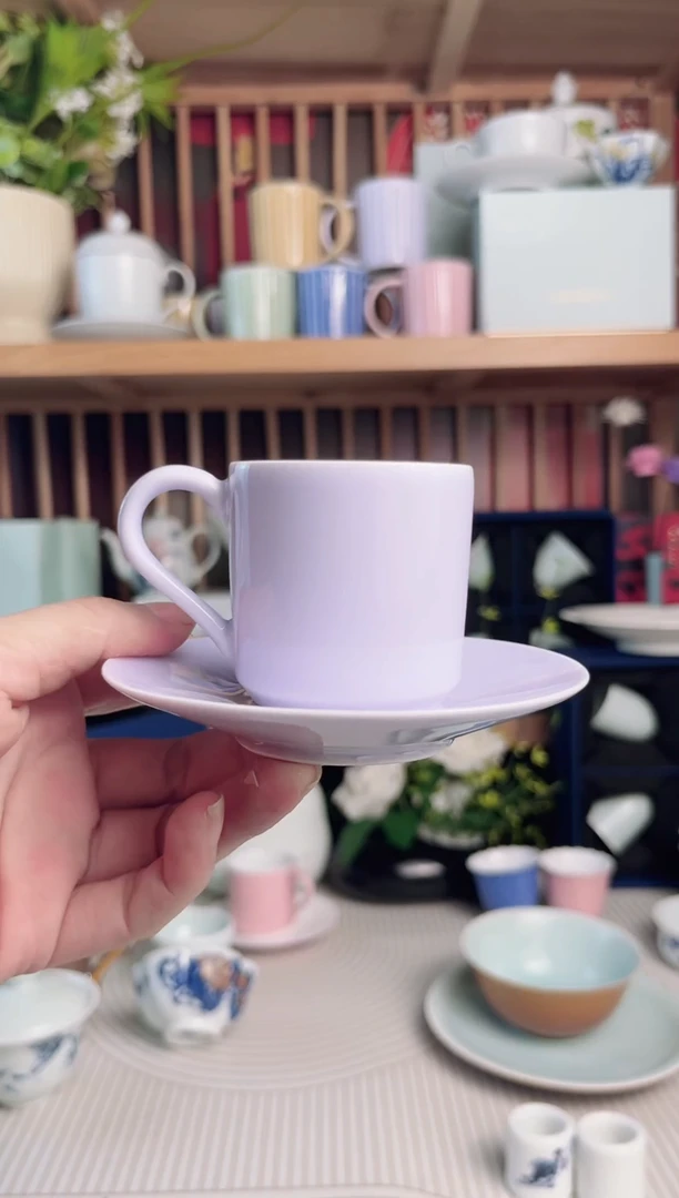 杯子景德镇高温梦幻紫陶瓷咖啡杯