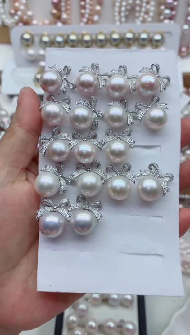 银S925镶嵌淡水珍珠耳饰多样性发其一，非无暇