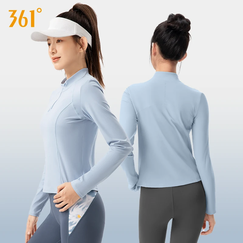 361°瑜伽服女晨跑步春季新长袖运动健身上衣外穿高端款半拉链训练