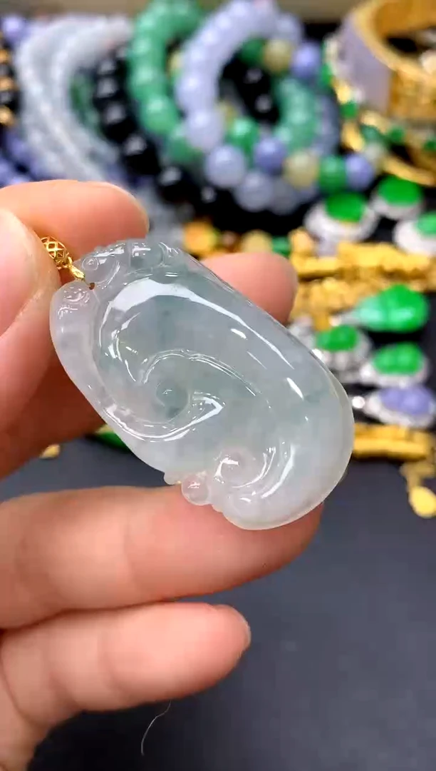 颈饰18K金镶嵌翡翠59-中国好珍宝