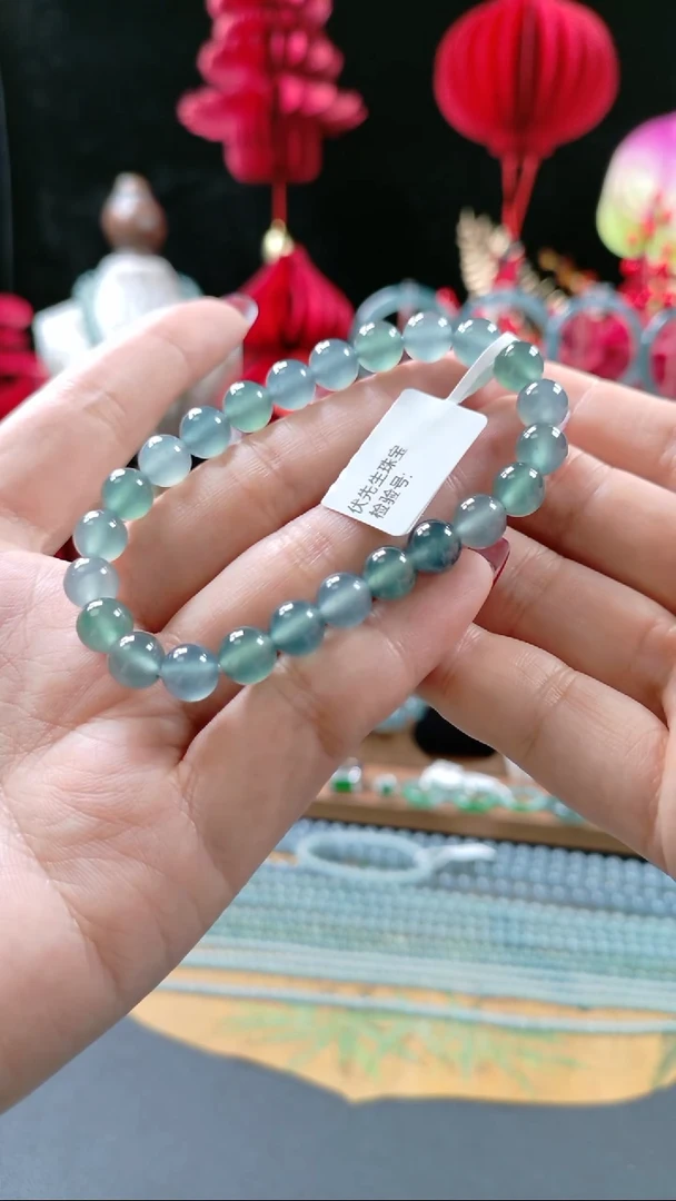 未镶嵌手串翡翠8mm冰种马卡龙手串