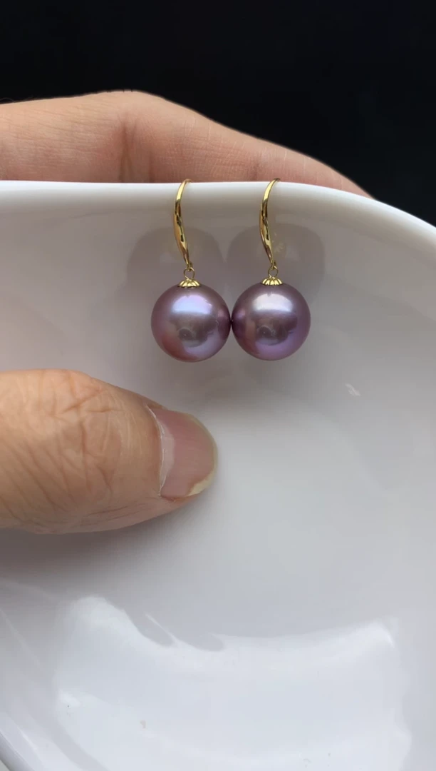 18K金镶嵌ff淡水珍珠紫珠吊坠（赠链）11~12mm