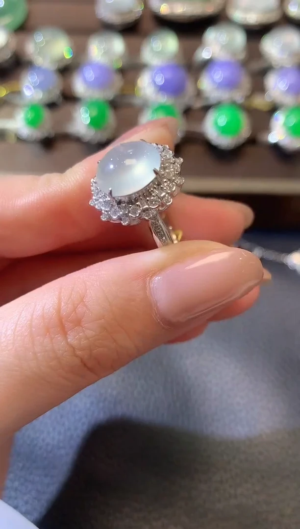 【闪购商品】翡翠戒指18K金镶嵌A38翡翠