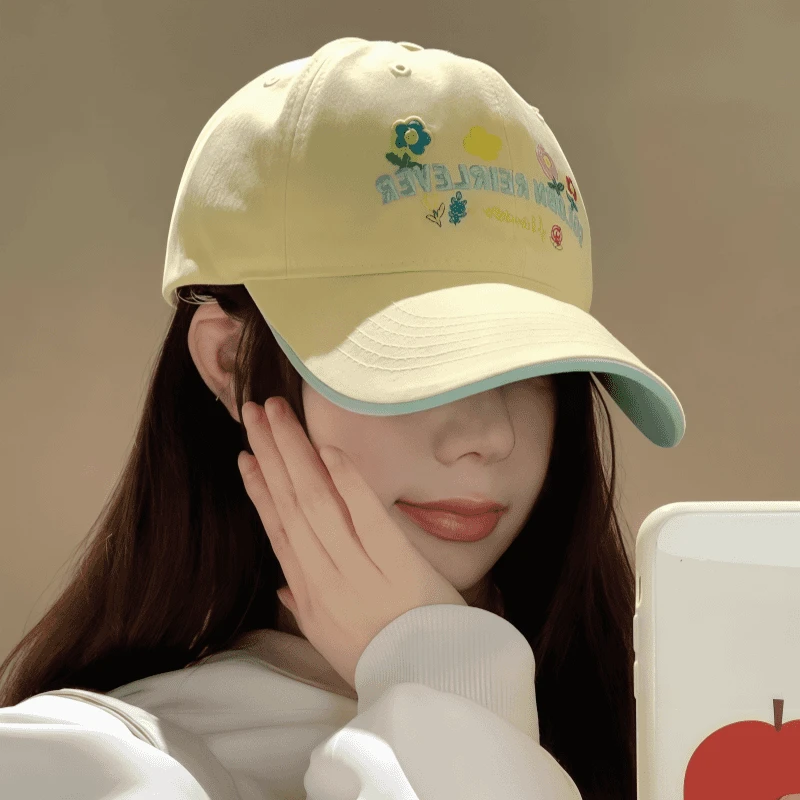 ChicKnow日式设计师联名款花朵刺绣鸭舌帽遮阳防晒棒球帽春夏季