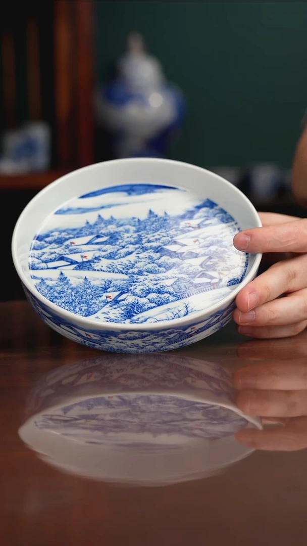 晓月柴窑 雪景壶承