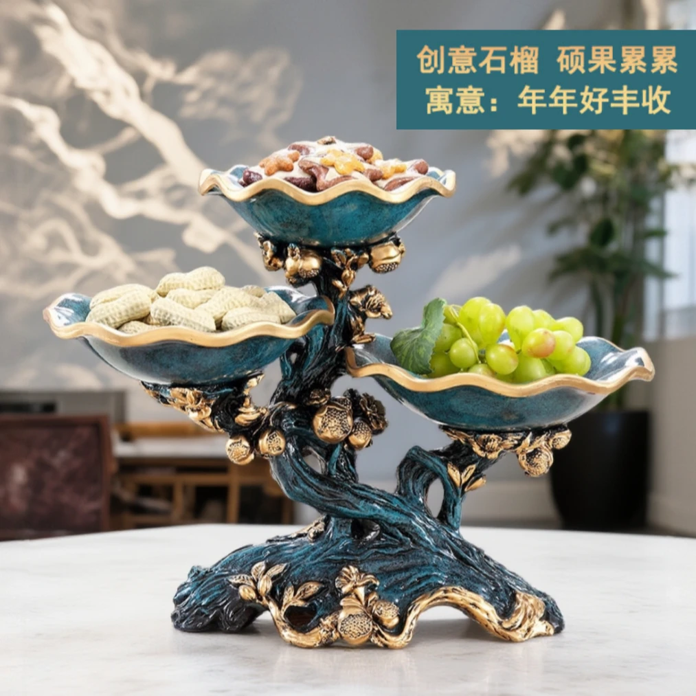 干果水果盘分格双层大号欧式创意点心零食糖果盘家用客厅工艺摆件