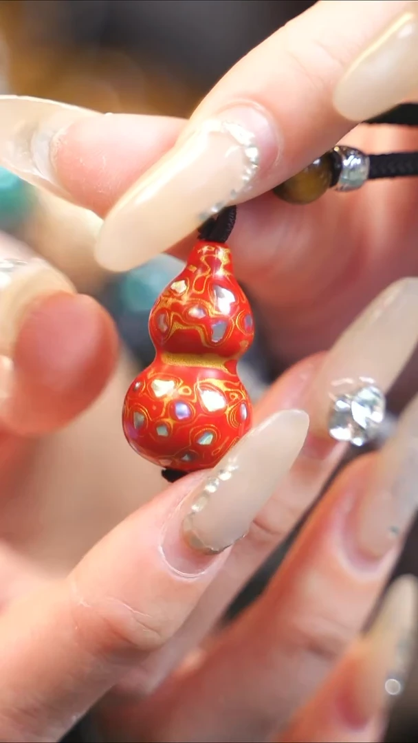 【闪购商品】红金大漆紫光檀螺钿小脖挂