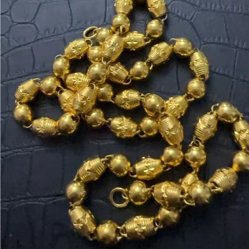 项链 D52【私人定制】时尚百搭雕刻桶珠项链