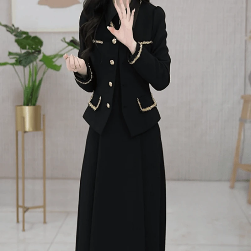 B090【外套+连衣裙】2025秋季新款轻奢时尚优雅贵夫人气质套装裙