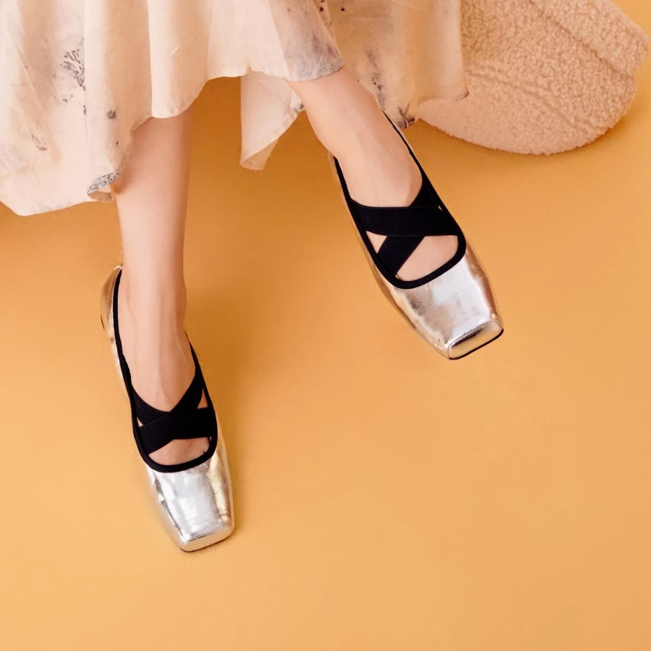 【达人】Toomanyshoes女鞋新款蒸汽木偶芭蕾鞋一脚蹬方头单鞋休闲